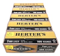 x5- Boxes of 9mm Luger 115-grain FMJ Herter's