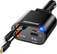 SUPERONE 4 in 1 Car Charger 2.6ft  Black