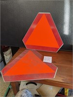 2 slow moving vehicle metal reflective signs