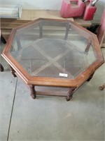 Vintage Octagon Glass Top Coffee Table - Approx