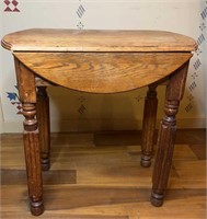 Antique Wooden Drop Leaf Table W/ Carved Legs