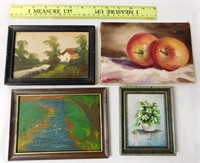 4 Small Vintage Paintings M Sanger etc