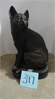 Cat Bronze Sculpture on Marble Base