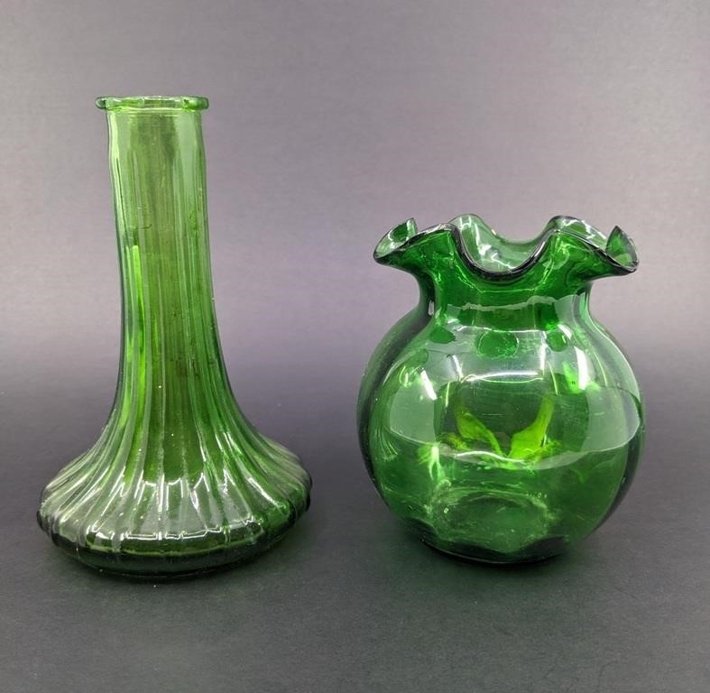 Green Depression Glass Vases