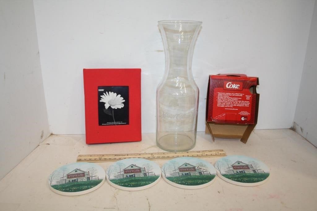 Master Cellars Wines Carafe, Coke Coasters in box