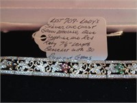 SILVER 1CT DIA, EMLD, SAPPHRIRE & RUBY BRACELET