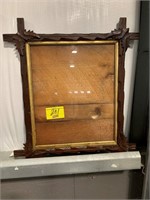 ANTIQUE CARVED WOOD LEAF CORNER PICTURE FRAME