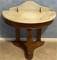 ANTIQUE MARBLE TOP CRESCENT TABLE