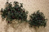 2 WALL POCKETS WITH FAUX BERRY ARRANGEMENT