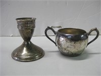 3.5" Weighted Sterling Candle Holder & SP Sugar