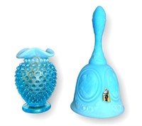 FENTON GLASS BELL AND VASE