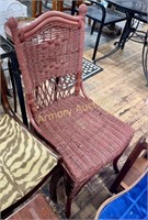 SALMON COLORED WICKER SIDE CHAIR