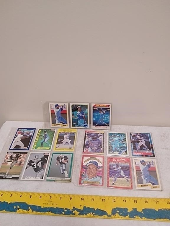 15 Bo Jackson football and baseball cards