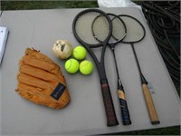 Balls, Racquets & Ball Glove