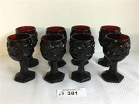 8 pcs. Ruby Red AVON Cranberry Glass Goblets