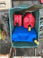 Tote with 3 gas / kerosene cans