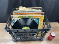 Crate of Vinyl Records