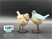 4.5" Sweet resin Bird couple with wire legs