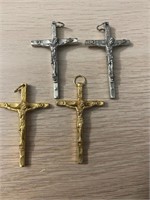 Vintage Lot of 4 Crucifix Cross Marked Italy