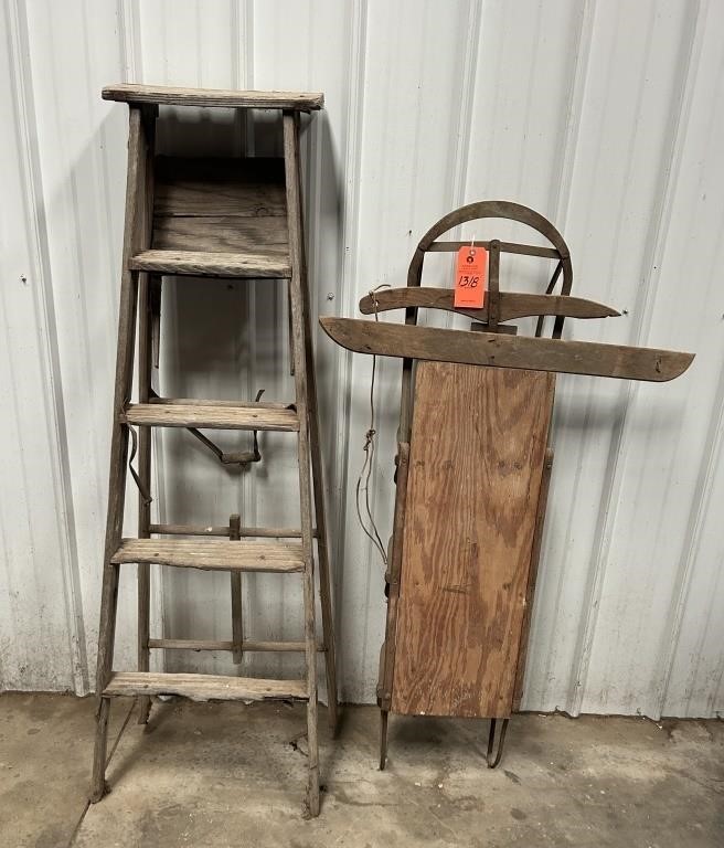 Antique Sled and Step Ladder