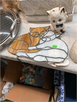 Cat Stained Glass and Vintage Wind Chimes