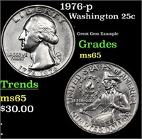 1976-p Washington Quarter 25c Grades GEM Unc