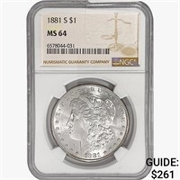 1881-S Morgan Silver Dollar NGC MS64