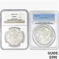 [2] Morgan Silver Dollars PCGS/NGC MS63 [1884-O,