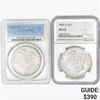 [2] Morgan Silver Dollars PCGS/NGC MS63 [1883-O,