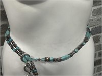 Dyed Turquoise & Silver Tone Ladies 46in Belt