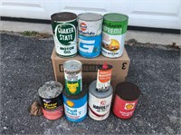 9 Vintage Oil Cans - NO SHIPPING