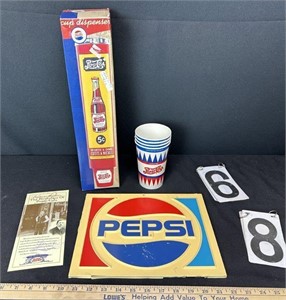 Pepsi cup dispenser, Cups & Sign