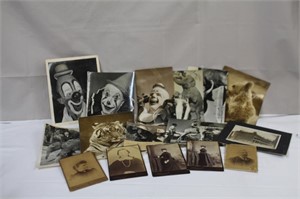 Five vintage photographs and collection of circus