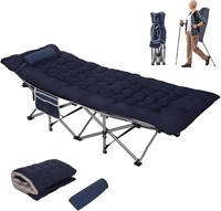 LOENIY Folding Cot with Thick Matress  Blue