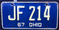 1967 Ohio license plate