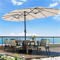 OLILAWN 15ft Large Outdoor Patio Umbrella with Bas