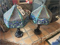 Lamps with leaded glass shades