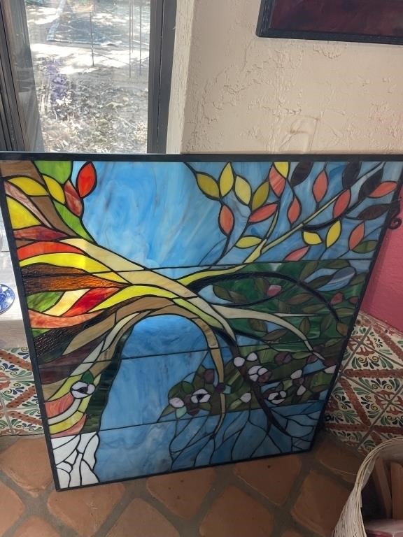 Decorative stained glass piece, 22"Wx28"T