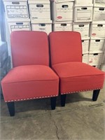 Red padded accent chair x2