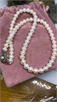 Beautiful Pearl necklace with pouch