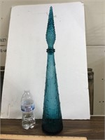 Vintage Empoli Teal Genie Decanter Bottle 22"