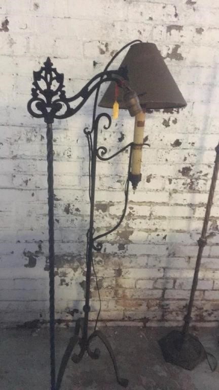 2 old metal floor lamps