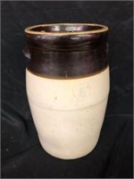 NO 6 HEART STONEWARE CROCK CHURN