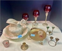 glass candle holders ceramic water pitcher etc
