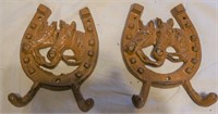 2 cast iron horse hat hooks for one money