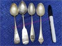(4) Old Sterling silver spoons 2.28-ozt