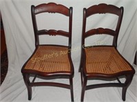 2 hand crafted cane bottom chairs