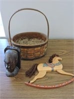 Wood Carving, Basket, Wall Plaque