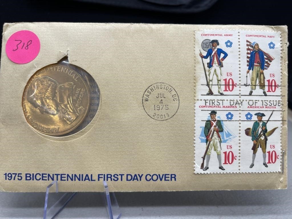 1975 Bicentennial Paul Revere Token & Stamps