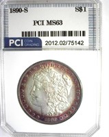 1890-S Morgan PCI MS63 Purple Rim